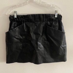 Faux Leather Mini Skirt with Exaggerated Pockets